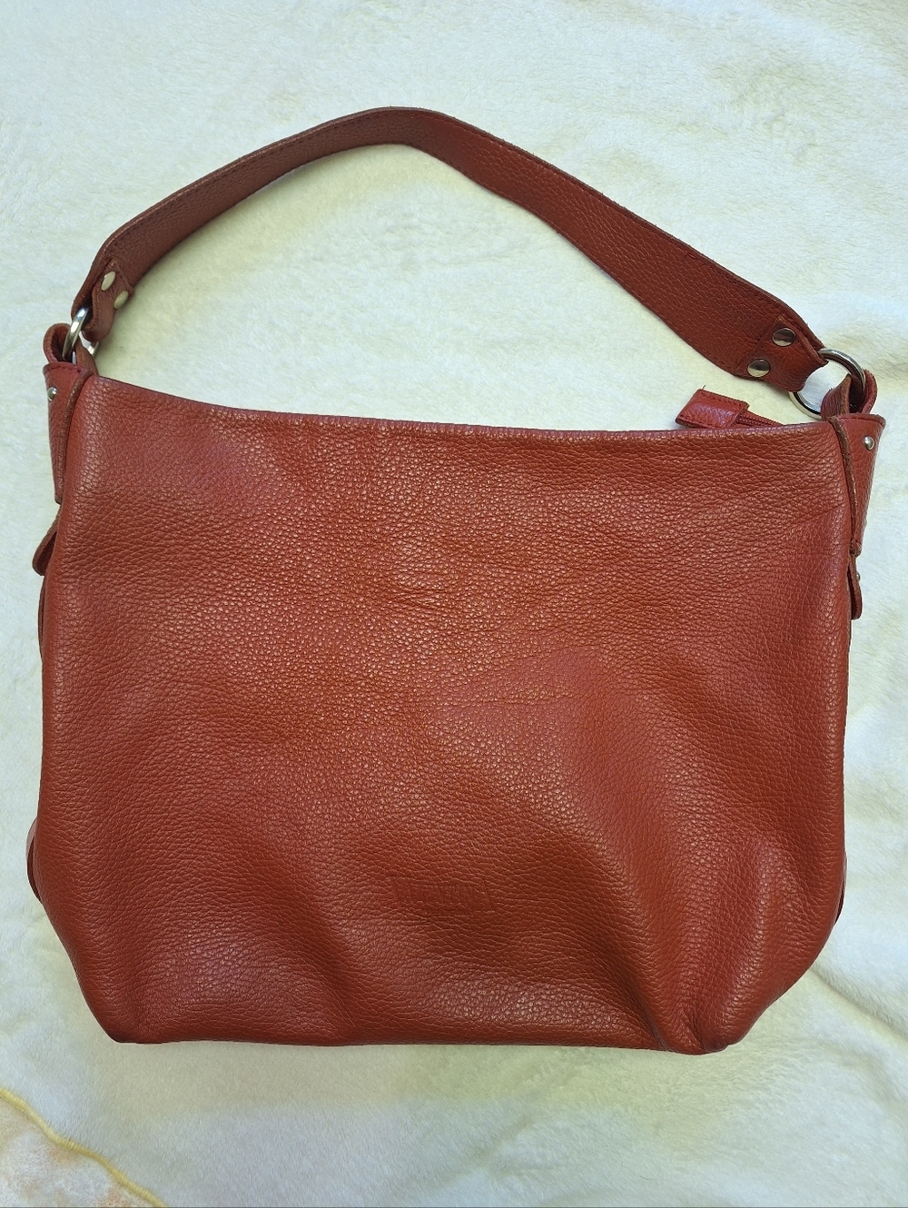 Valentina Italy Pebbled Leather Hobo Shoulder Bag 🇮🇹 Brick Red | Made in Italy